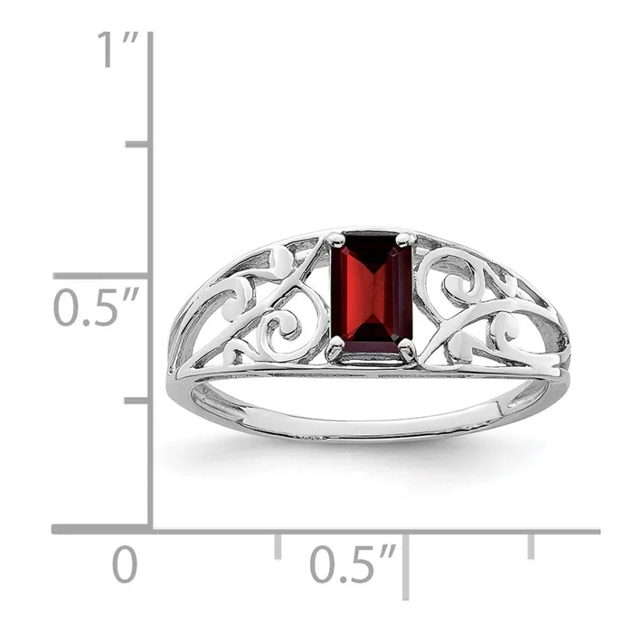 Sterling Silver Rhodiumplated Garnet Ring Goldia Rings