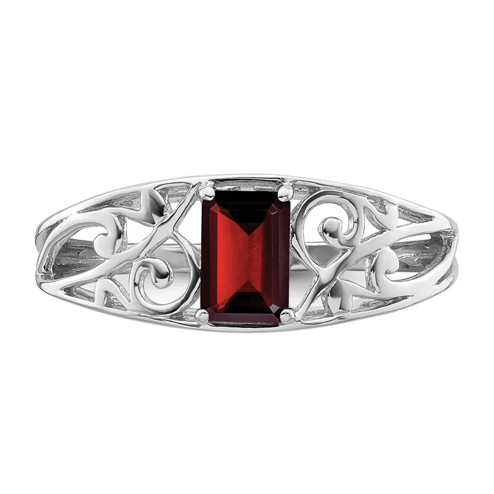 Sterling Silver Rhodiumplated Garnet Ring Goldia Rings