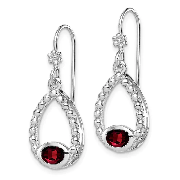 Sterling Silver Rhodiumplated Garnet Shepherd Hook Dangle Earrings Goldia Earrings
