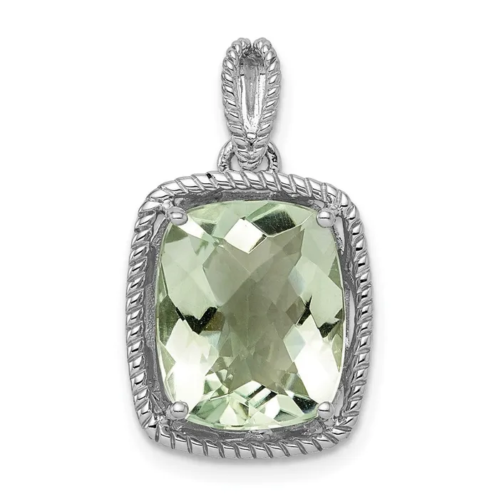 Sterling Silver Rhodiumplated Green Quartz Pendant Goldia Necklaces