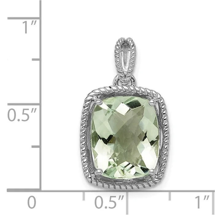 Sterling Silver Rhodiumplated Green Quartz Pendant Goldia Necklaces