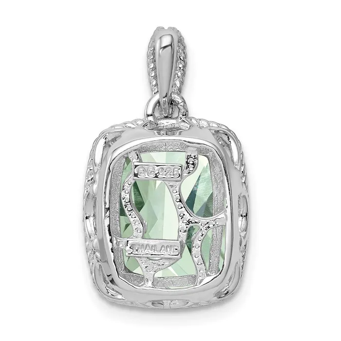 Sterling Silver Rhodiumplated Green Quartz Pendant Goldia Necklaces