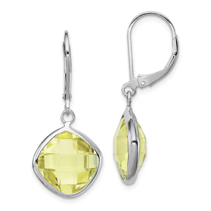 Sterling Silver Rhodiumplated Lemon Quartz Earrings Goldia Earrings