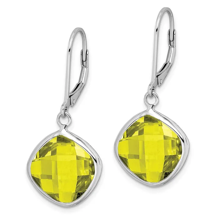 Sterling Silver Rhodiumplated Lemon Quartz Earrings Goldia Earrings