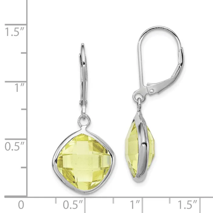 Sterling Silver Rhodiumplated Lemon Quartz Earrings Goldia Earrings