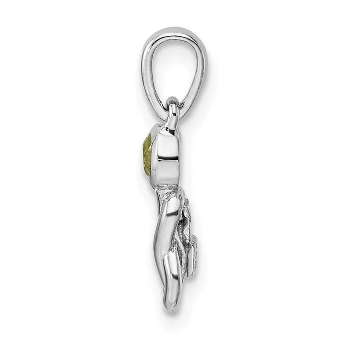 Sterling Silver Rhodiumplated Polished Peridot Infinity Birthstone Pendant Goldia Necklaces