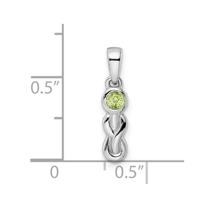 Sterling Silver Rhodiumplated Polished Peridot Infinity Birthstone Pendant Goldia Necklaces