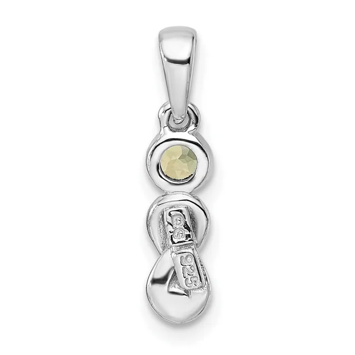 Sterling Silver Rhodiumplated Polished Peridot Infinity Birthstone Pendant Goldia Necklaces