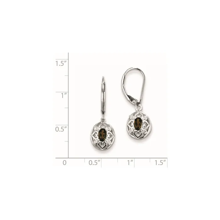 Sterling Silver Smoky Quartz Diamond Earrings Goldia Earrings