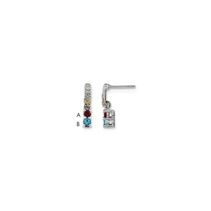 Sterling Silver u0026 14k Twostone and Diamond Mothers Earring Goldia Earrings Sterling Silver u0026 14k Twostone and Diamond Mothers Earring Goldia Earrings