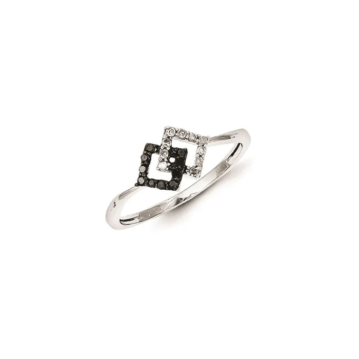 Sterling Silver w Black and White Diamond Ring Goldia Rings