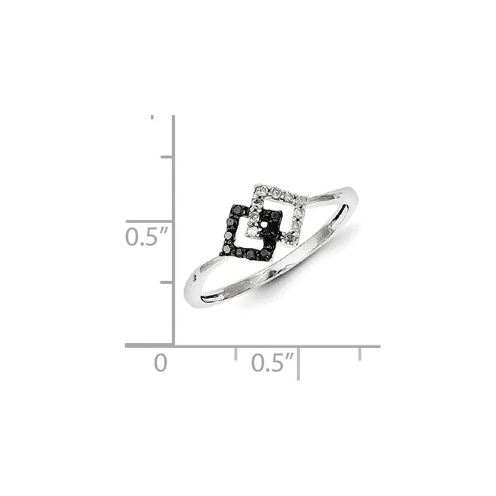 Sterling Silver w Black and White Diamond Ring Goldia Rings