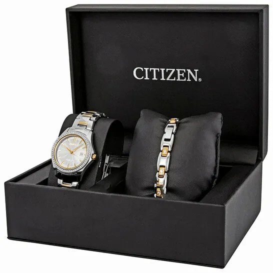 Watches JMS always Original Citizen Silhouette Crystal Silver Dial Ladies Watch Set FE114469A