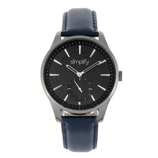 Watches JMS always Original Simplify The 6600 Quartz Black Dial Blue Leather Unisex Watch SIM6606